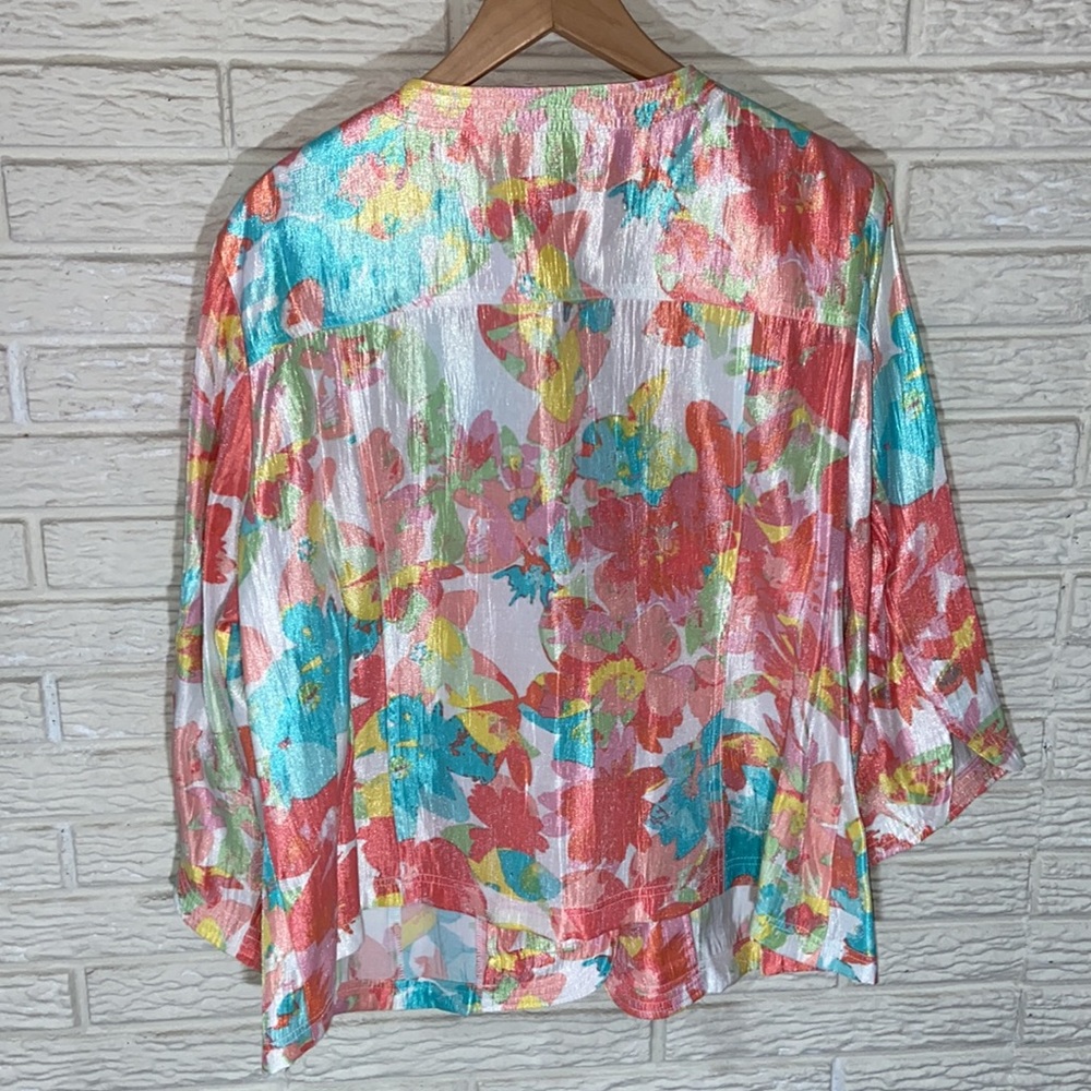 Ruby Rd. Colorful Floral Button Up Blouse Size 18… - image 7